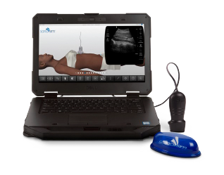 SonoSimulator open on a personal laptop for combat casualty care scanning SonoSimulator open on a personal laptop for combat casualty care scanning