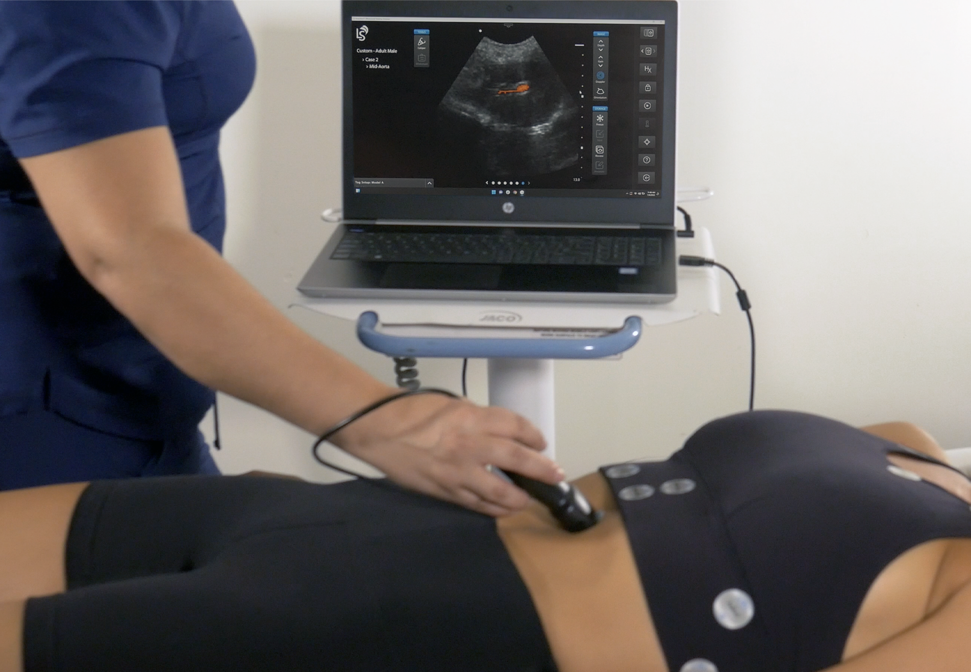 LiveScan being used at a sim center for ultrasound application in medical decision-making