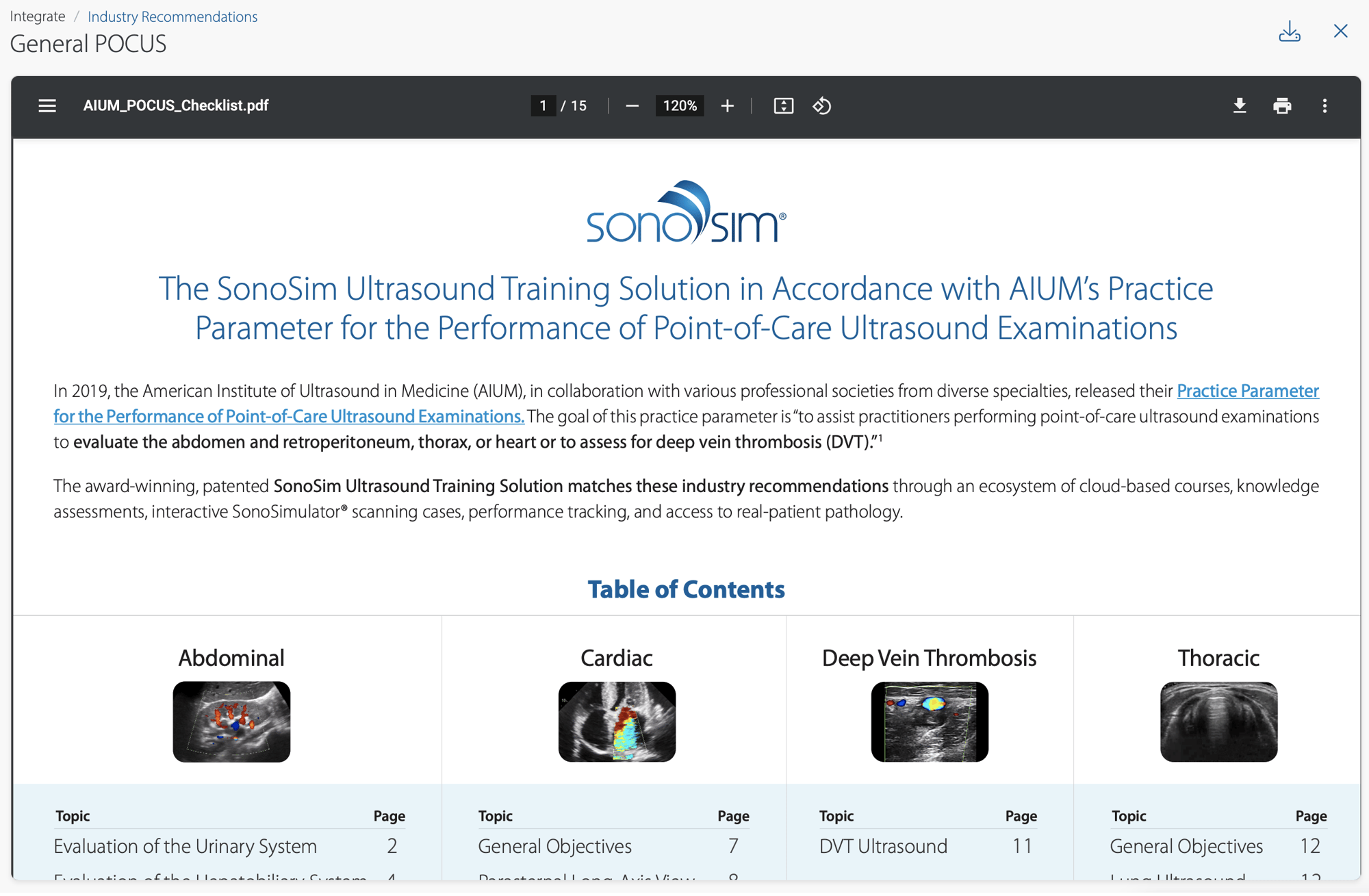 We adhere to AIUM standards for point-of-care ultrasound curriculum integration