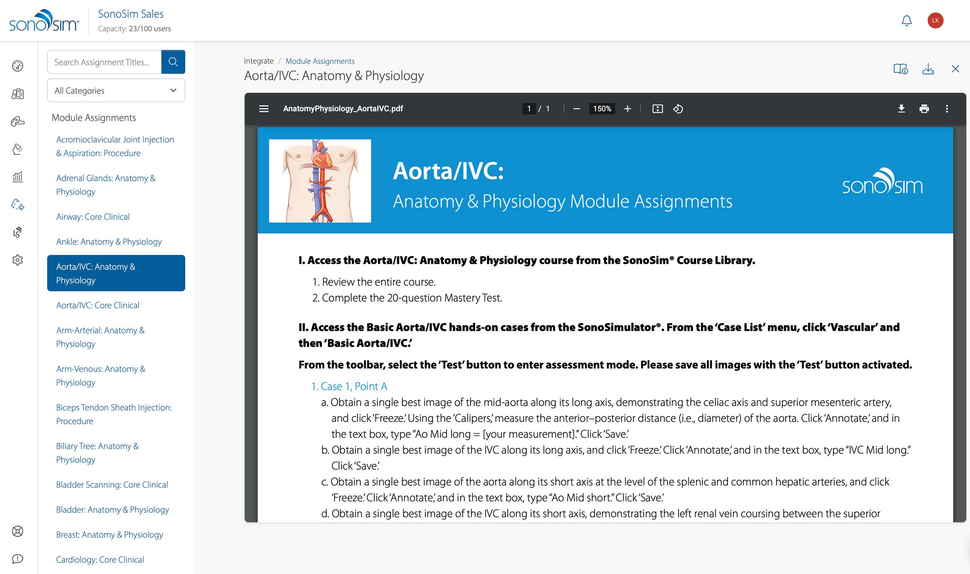 Learners complete assignment and save images to SonoSim Performance Tracker