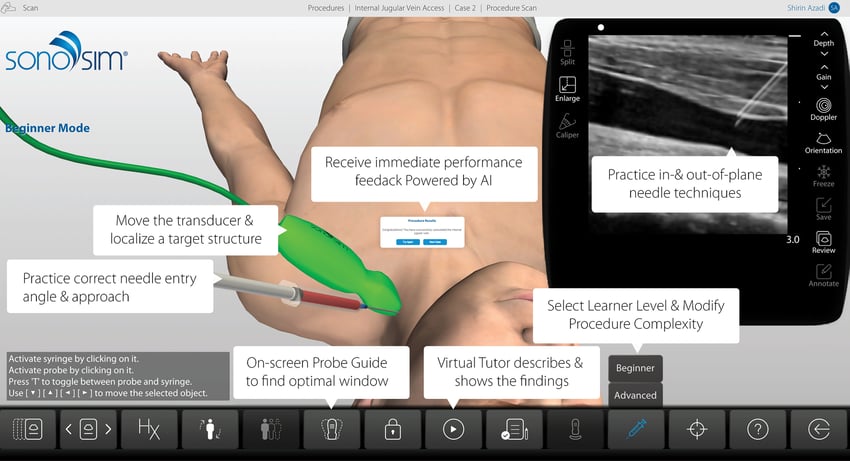 Unlimited practice and on-screen feedback makes ultrasound procedure training more accessible than ever