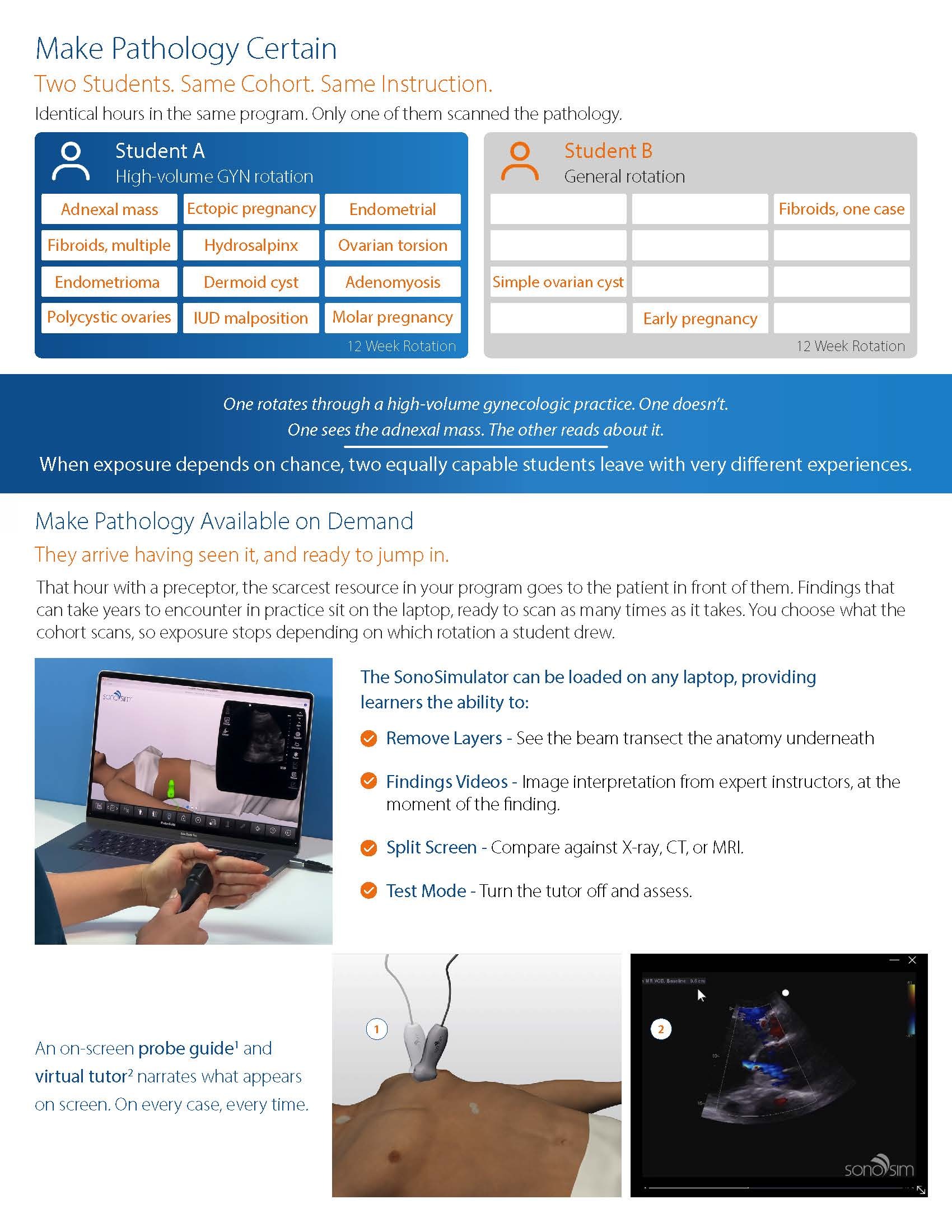 Make Pathology Certain: two students, same cohort, same instruction, and pathology available on demand with the SonoSimulator.